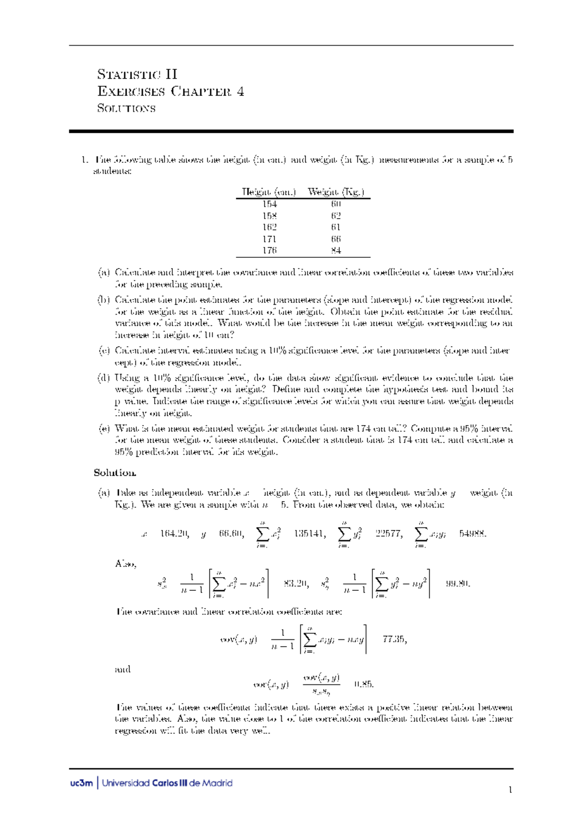 Statistics II Exercises Chapter 4 Solutions - Studocu