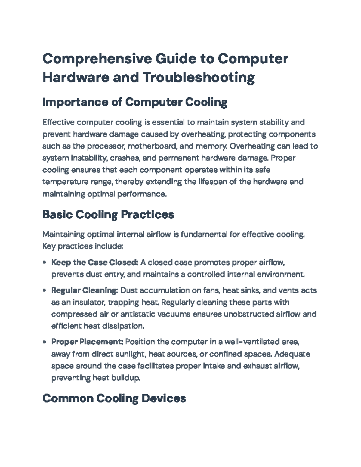 Comprehensive Guide to Computer Hardware Cooling & Power Supply ...