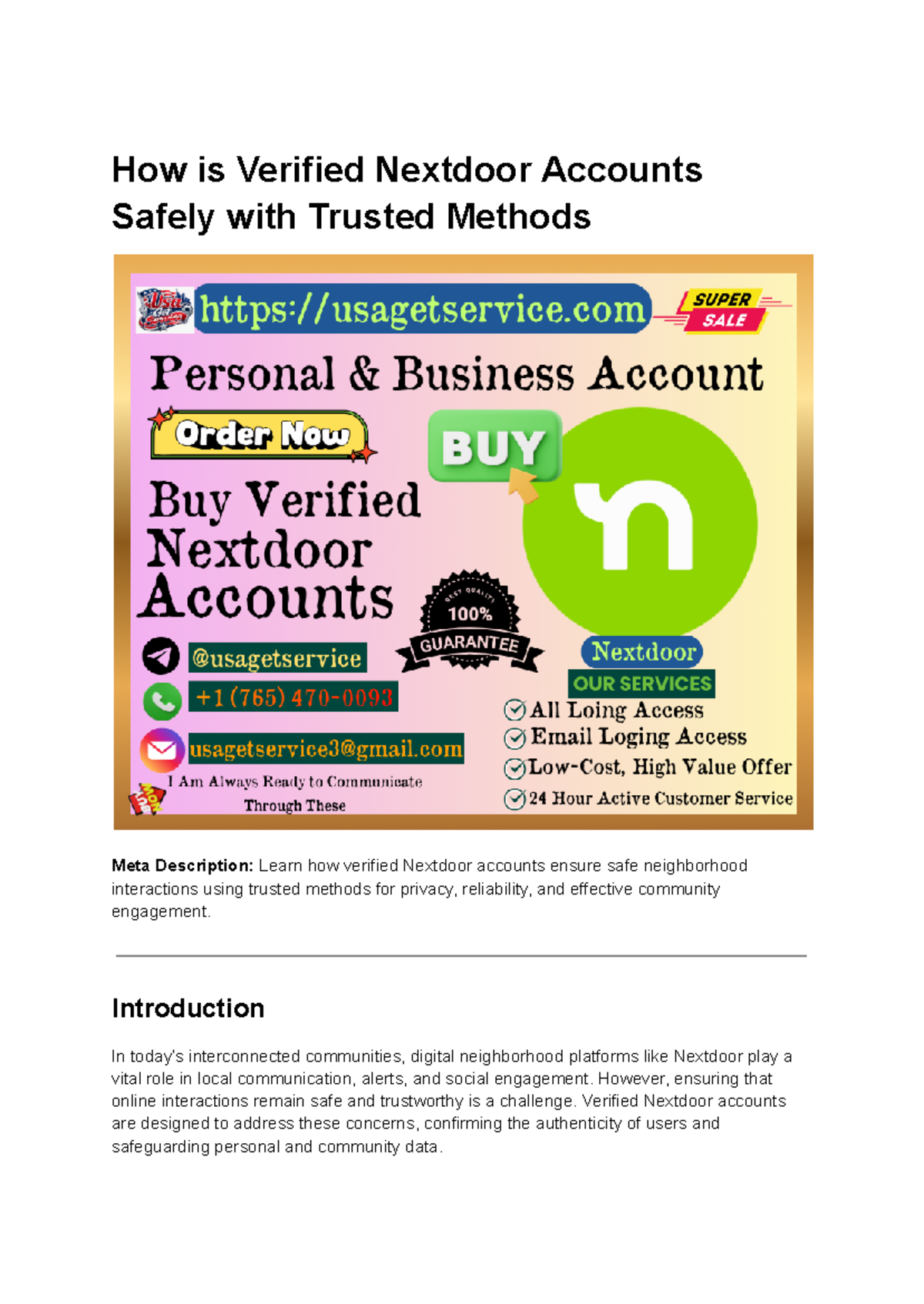 Ensuring Safety with Verified Nextdoor Accounts: Trusted Methods ...