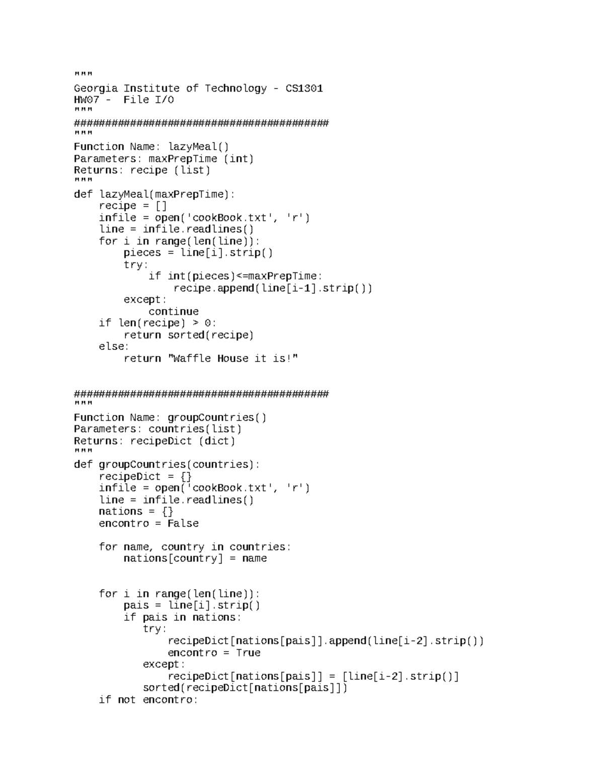 CS 1301 - Homework 07: File I/O Functions and Implementations - Studocu