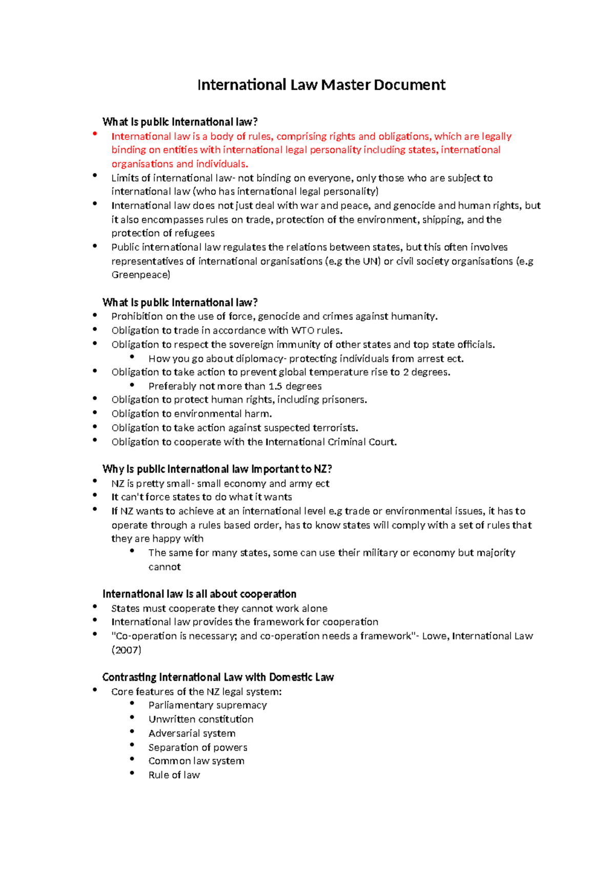 International Law Overview: Key Concepts and Principles - Studocu