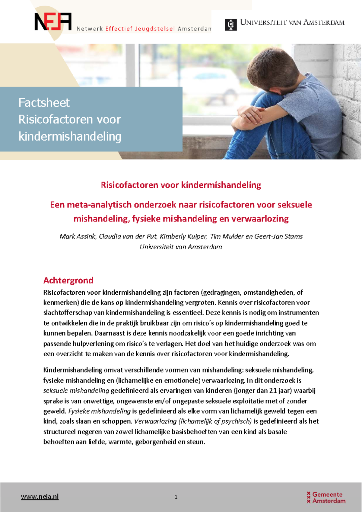 Risicofactoren voor Kindermishandeling: Een Onderzoek (2016) - Studeersnel