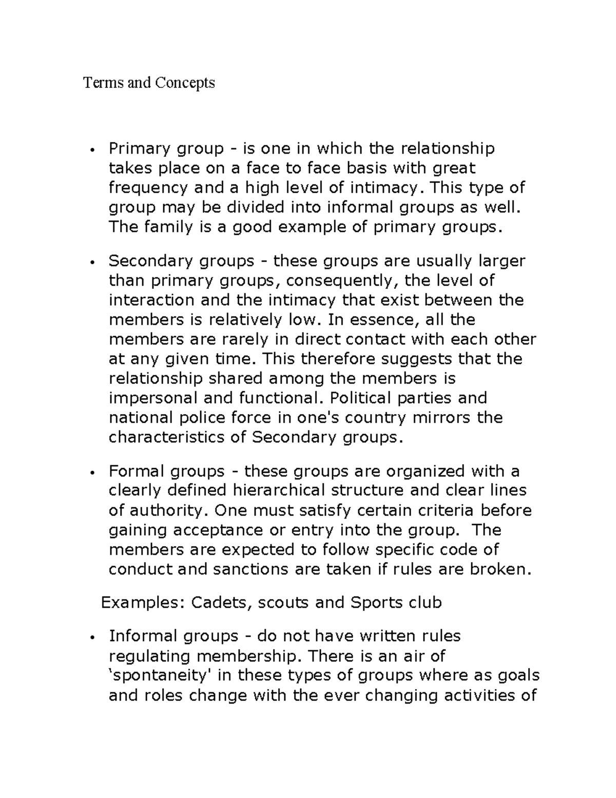 SS101: Understanding Social Groups and Their Characteristics - Studocu