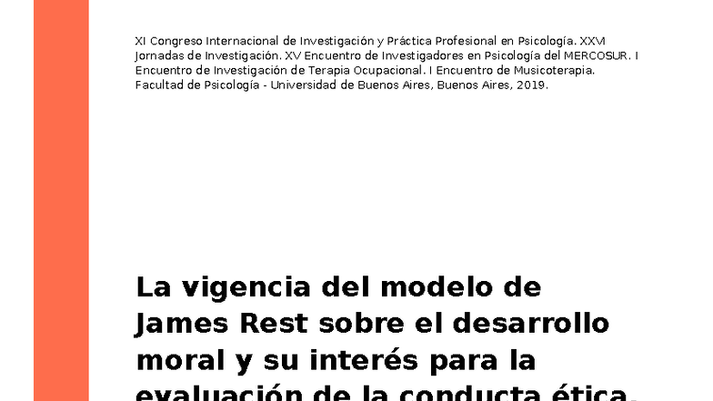 La Vigencia del Modelo de James Rest en el Desarrollo Moral - Congreso ...