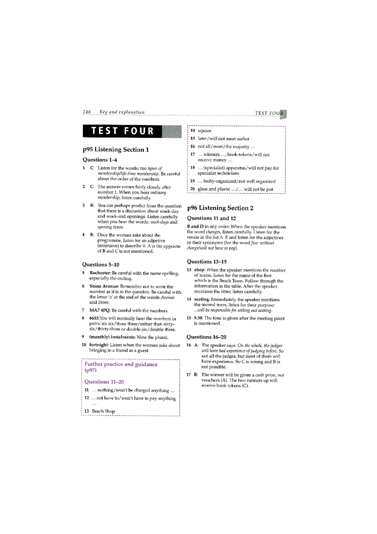 Listening Test 4 (147 - 149) Ielts Testbuider 2 - 146 Key and ...