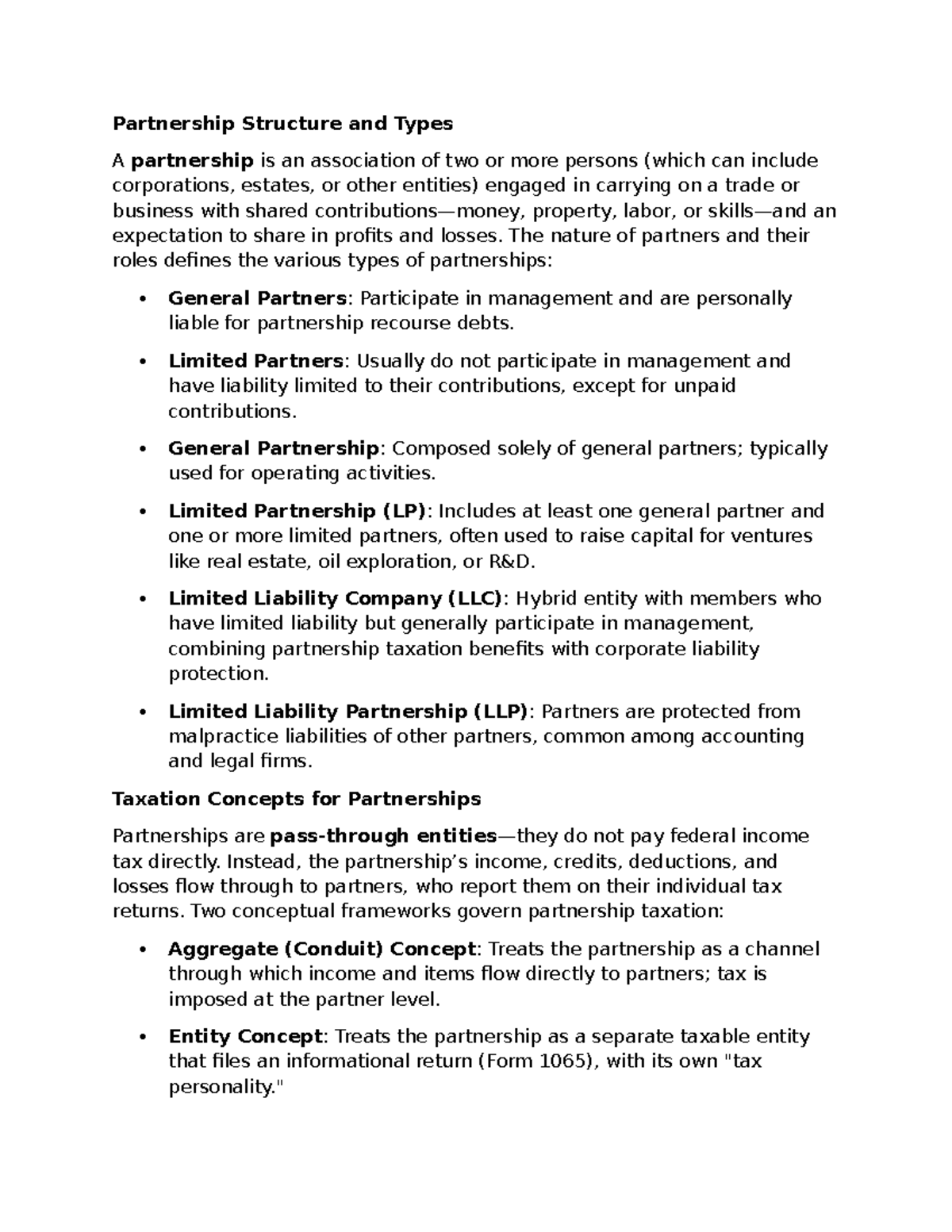 Comprehensive Guide to Partnership Structures and S Corp Taxation - Studocu
