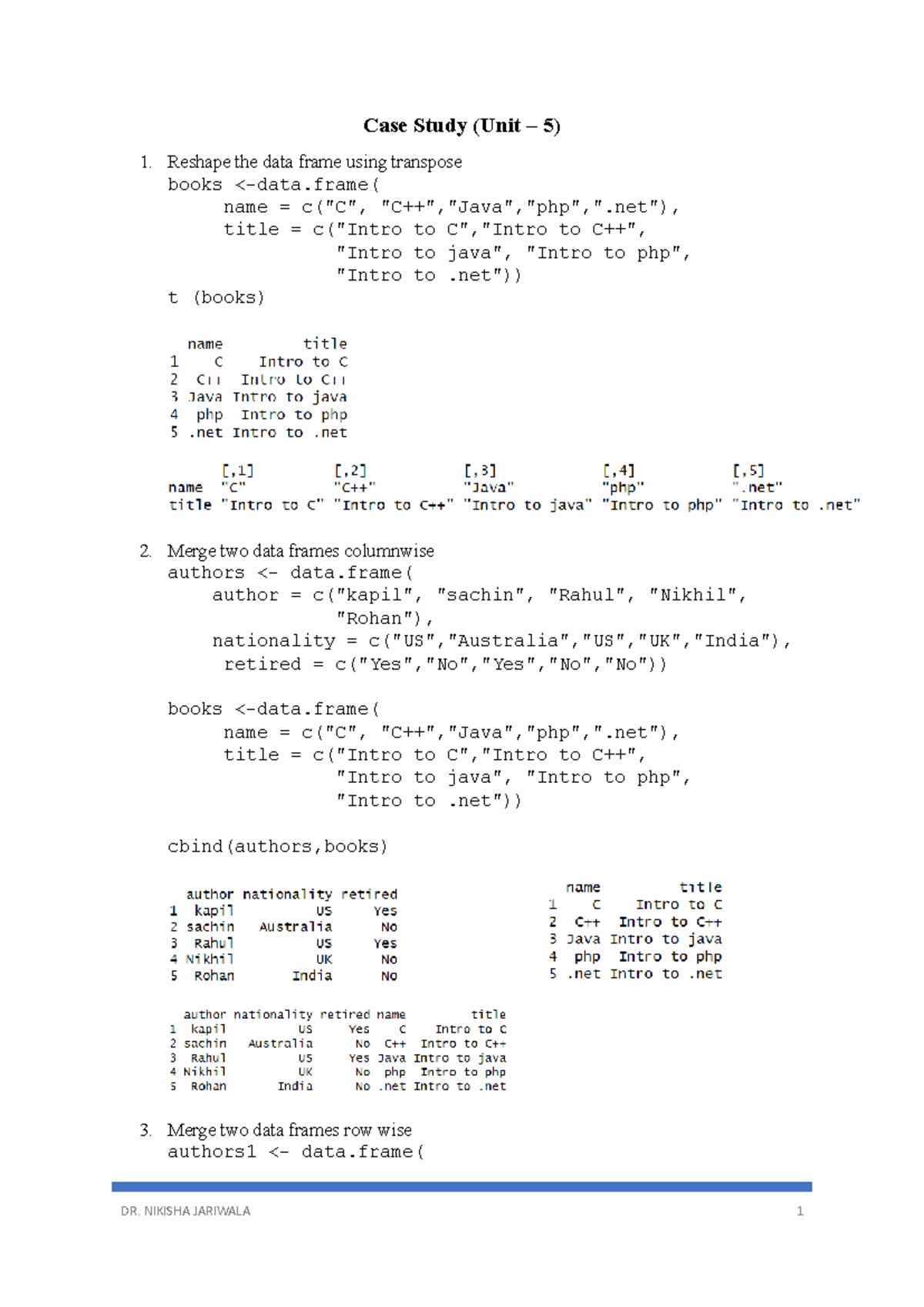 Unit 5 Case Study 14092024 - Case Study (Unit – 5) 1. Reshape the data ...