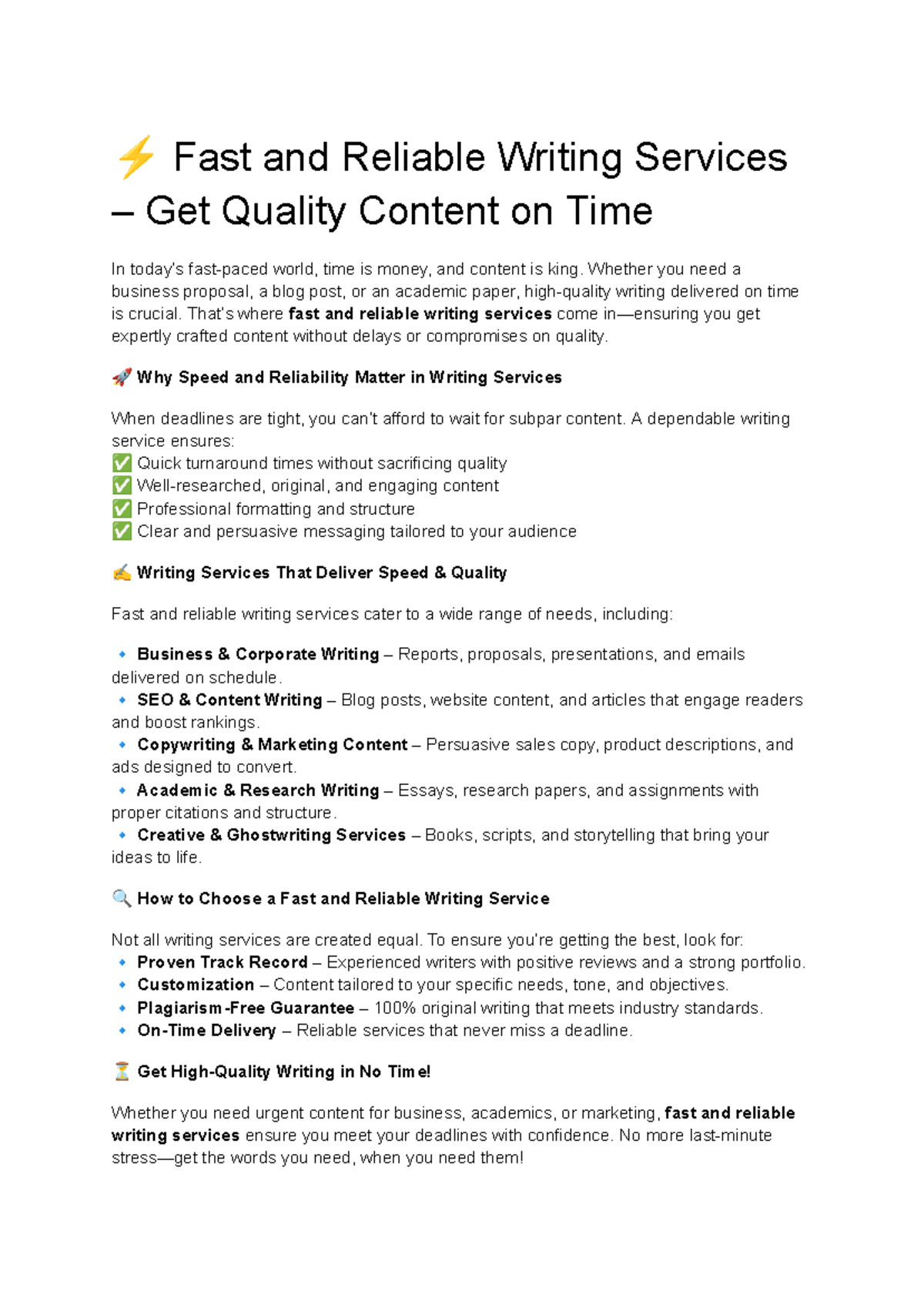 ⚡ Fast and Reliable Writing Services – Get Quality Content on Time ...