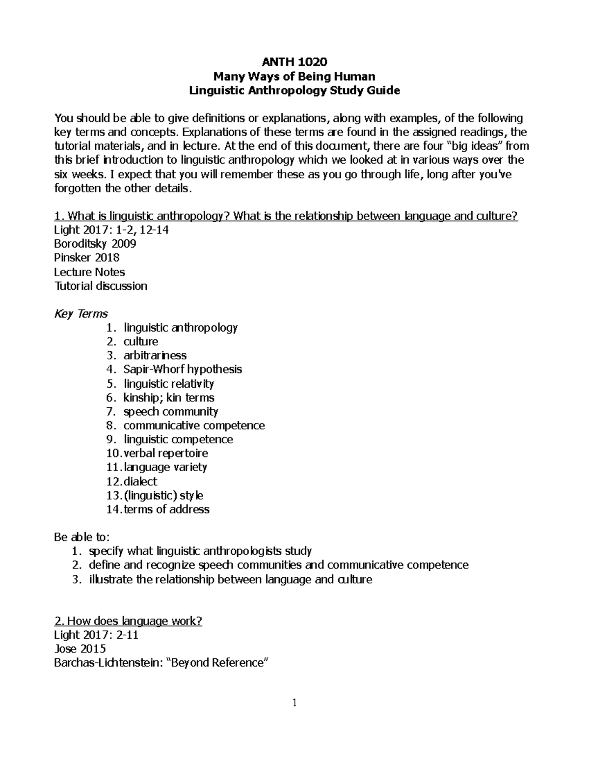 Study Guide Anthro Exam Study Guide Anth 1020 Many Ways Of Being