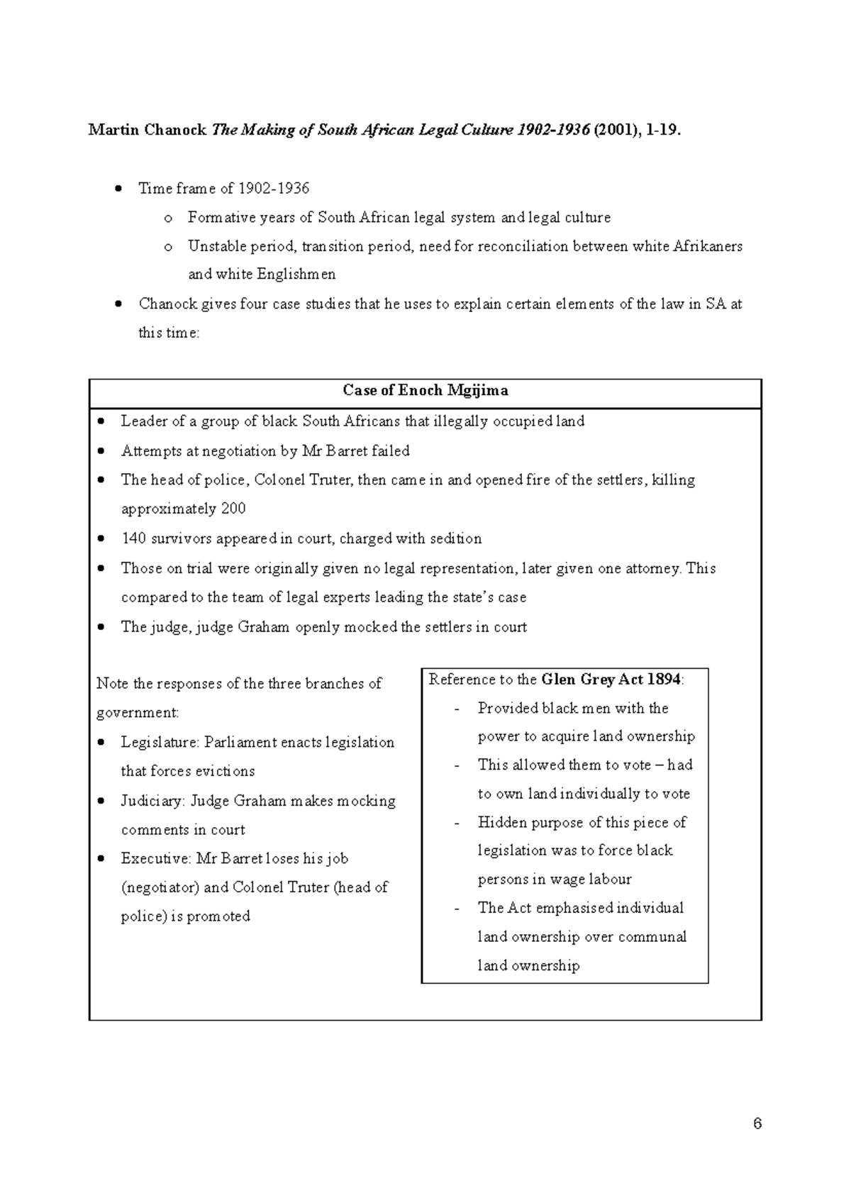 Chanock Reading Summary: South African Legal Culture Insights - Studocu