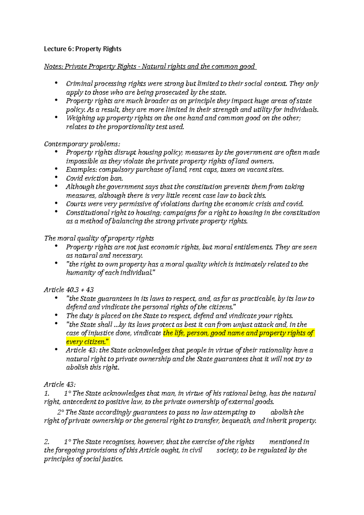 Lecture 6: Examining Property Rights and Their Societal Impact - Studocu