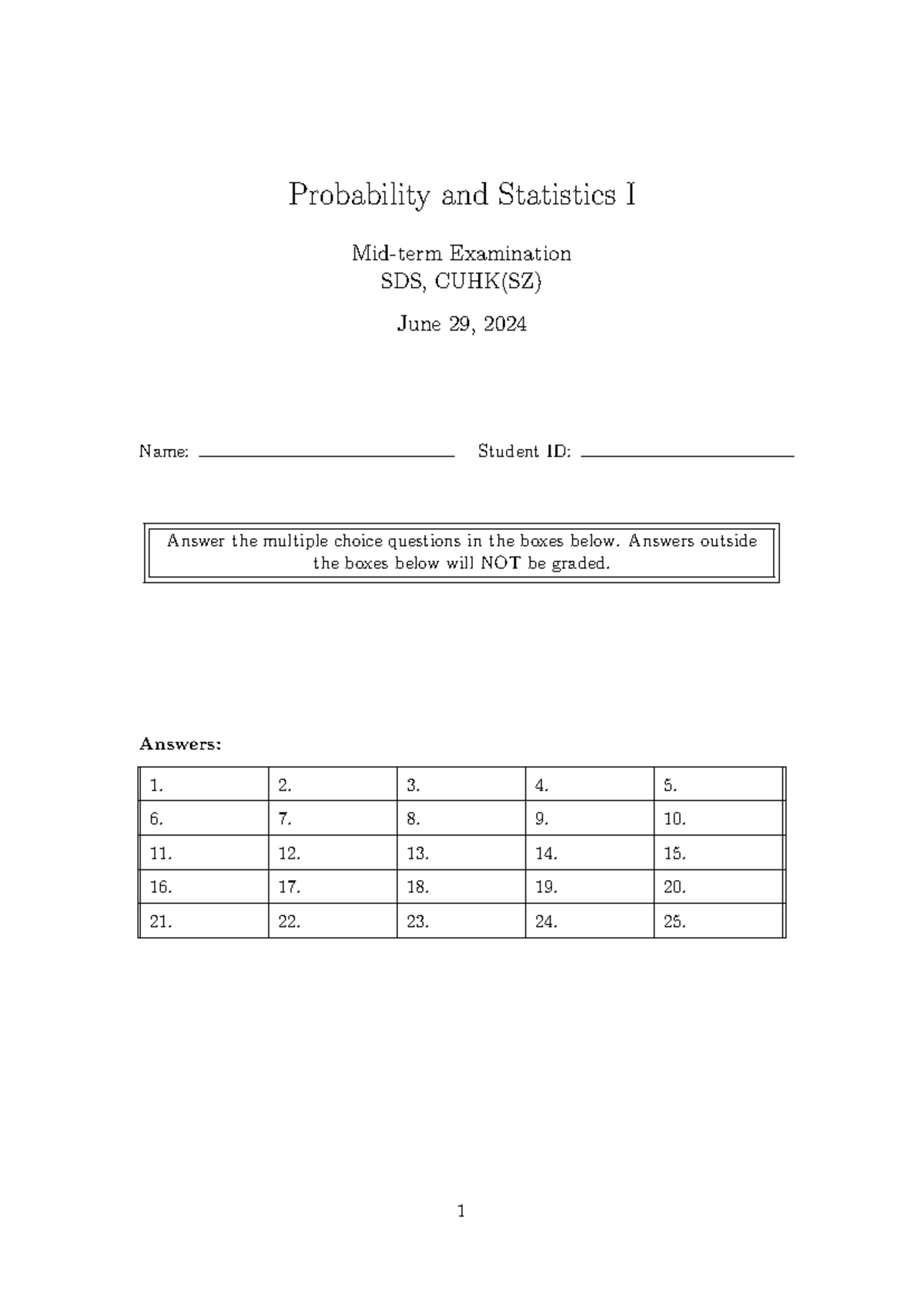 STA2001 2024 Midterm Exam Solutions and Key Concepts in Stats - Studocu