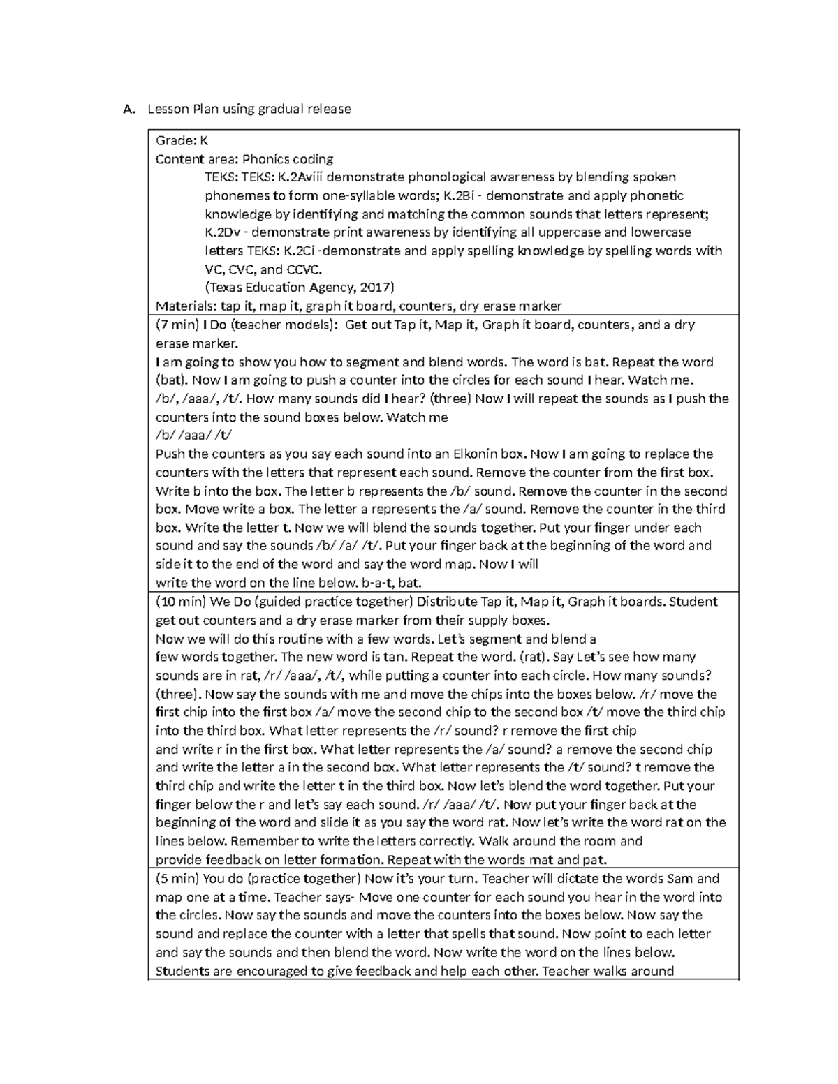 D 631 task 2 - Western Governors University - A. Lesson Plan using ...