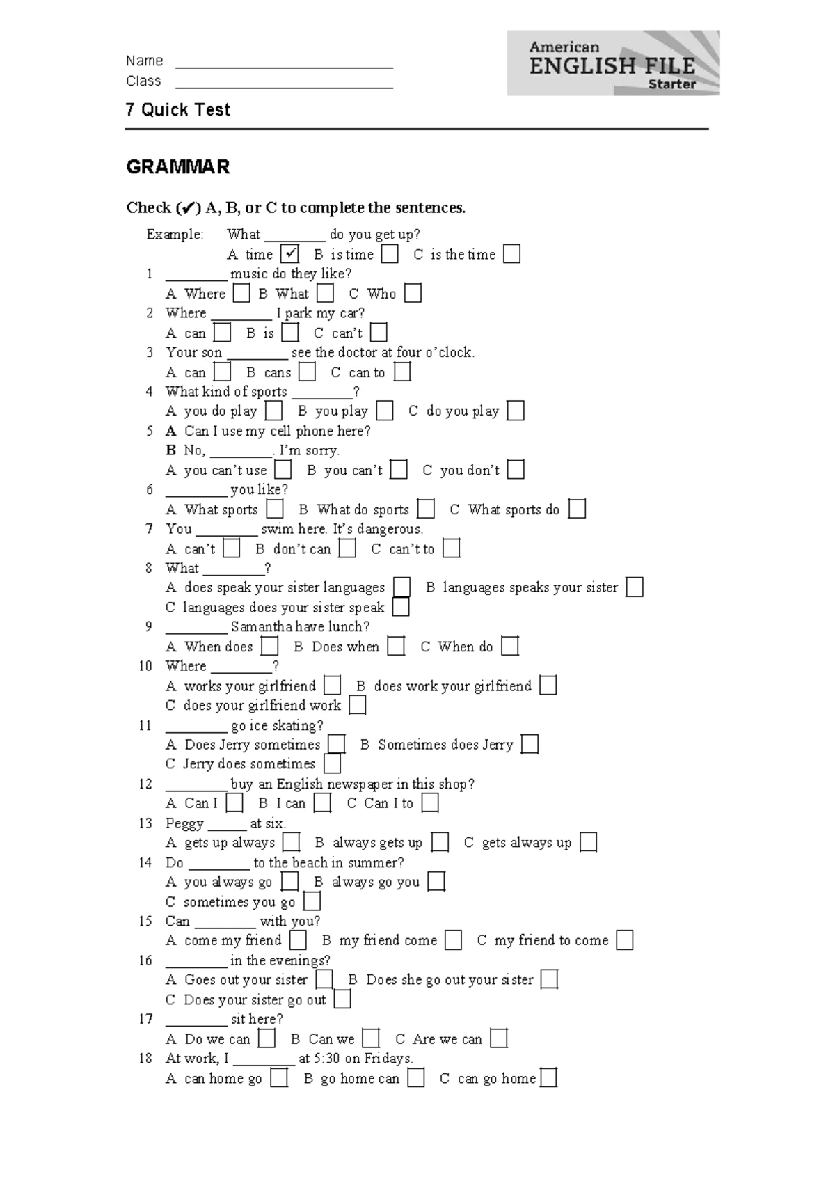 Class 7 Grammar, Vocabulary, and Practical English B Study Guide - Studocu