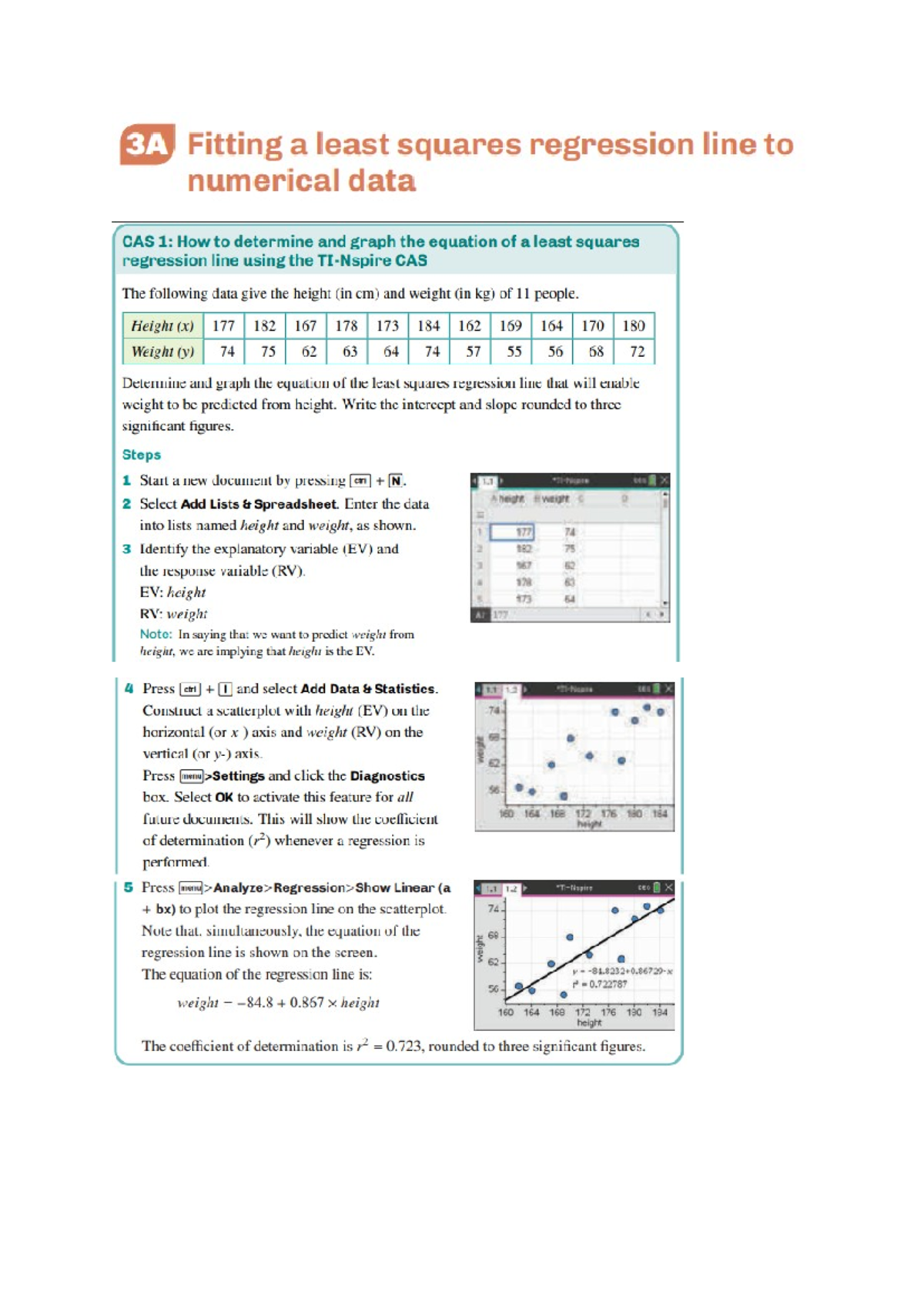 Chapter 3A: Least Squares Regression Line Analysis CAS - Studocu