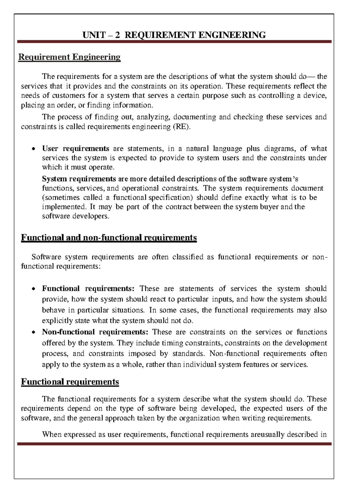 UNIT 2: Requirement Engineering Overview and Best Practices - Studocu