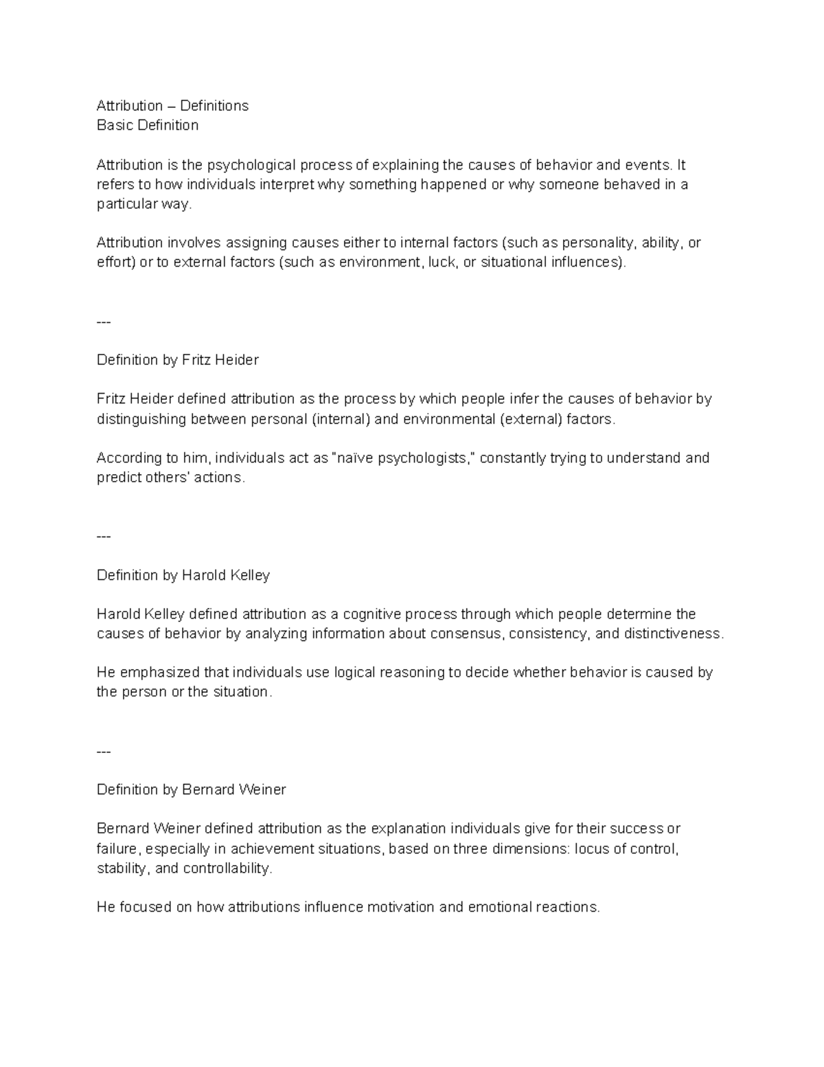 Attribution Definitions: Understanding Causes of Behavior in Psychology ...