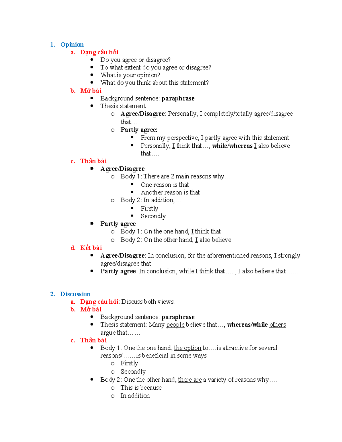 IELTS Writing Task 2 - Template for Various Essay Types - Studocu