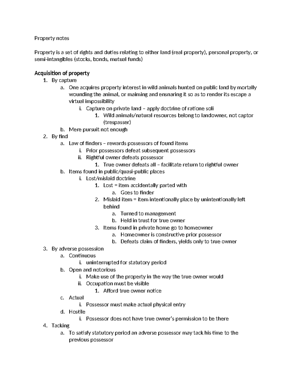 Propertybooknotes - Summary Property Law - Property notes Property is a ...
