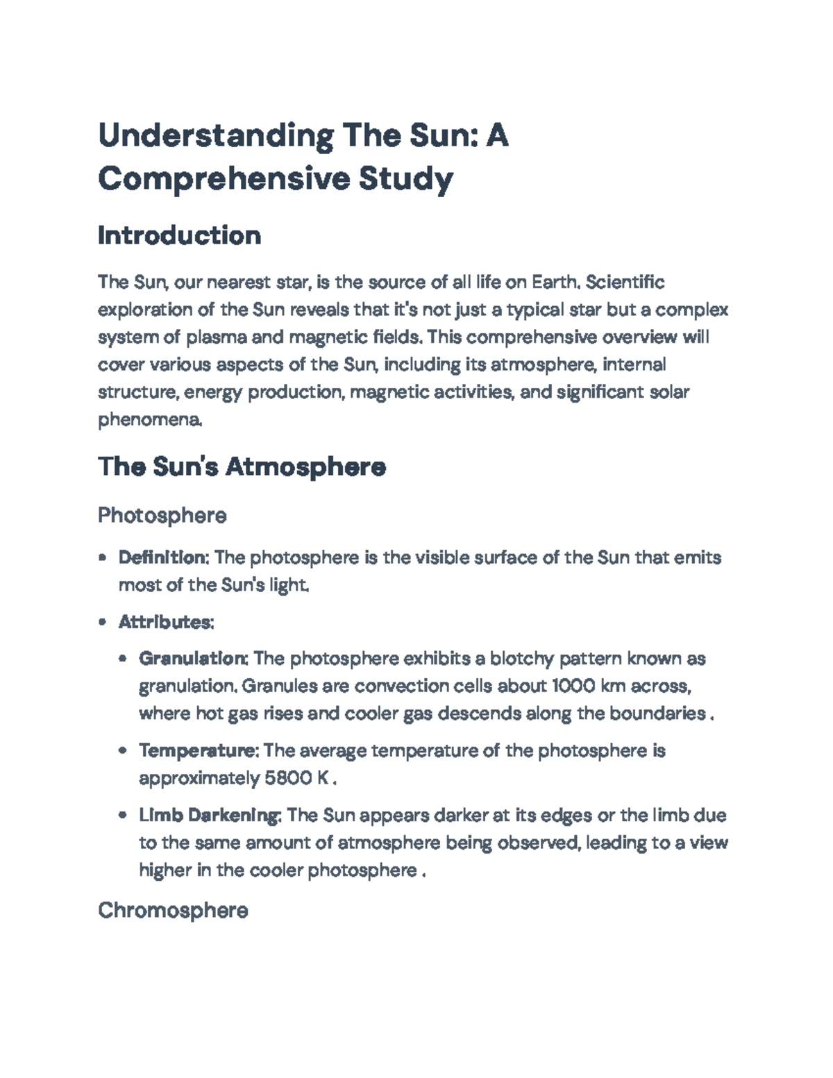 Understanding The Sun: A Comprehensive Study on Solar Dynamics (ASTR ...