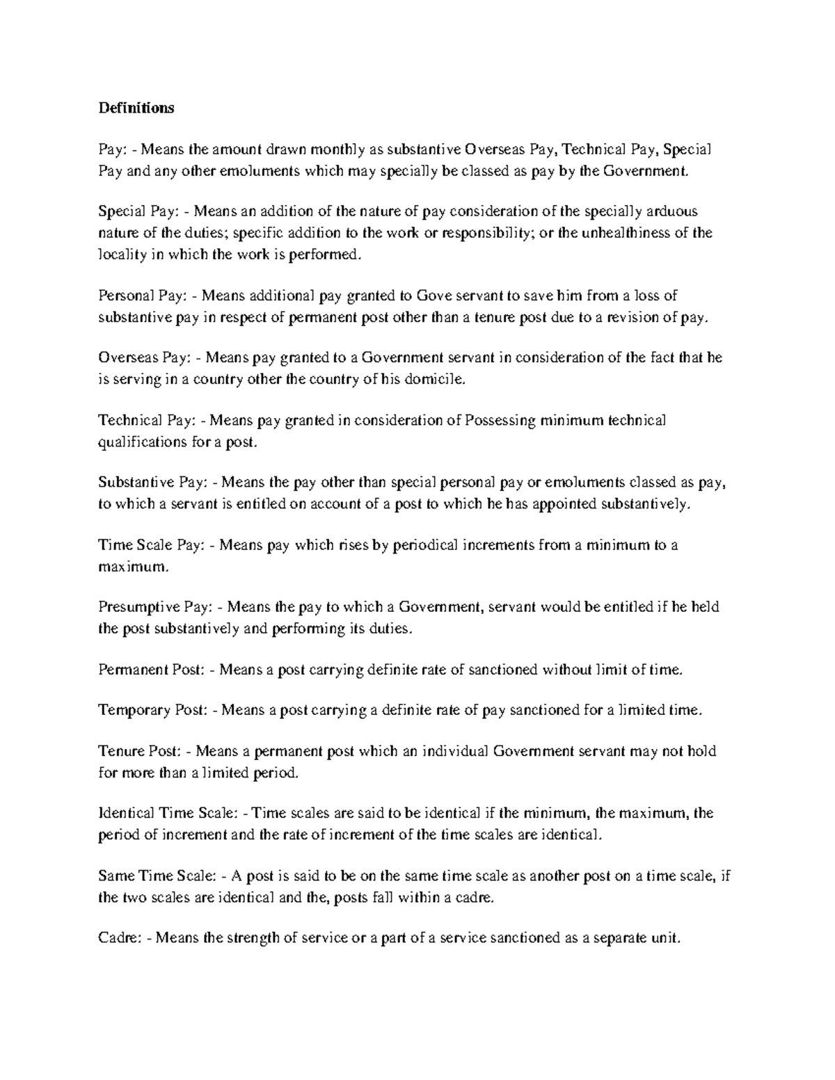 2019 08021564725657-Type of Pay Rules - Definitions Pay: - Means the ...