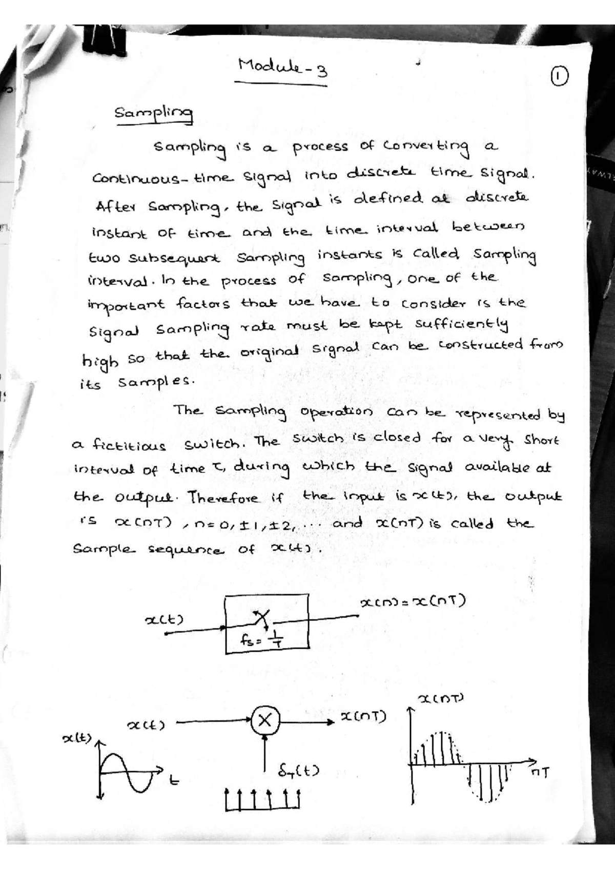 SS Mod 3 - Process of Sampling and Signal Analysis Notes - Studocu