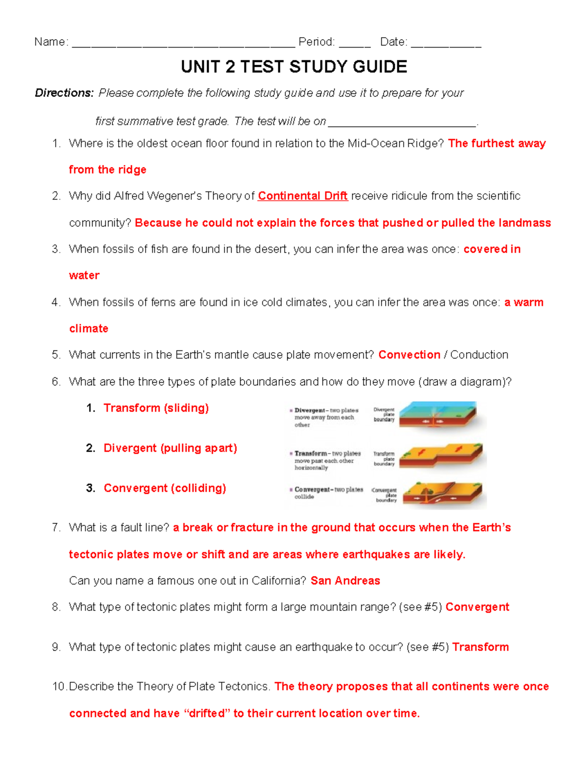 Unit 2 Test Study Guide 2019 - Key Concepts & Answers - Studocu