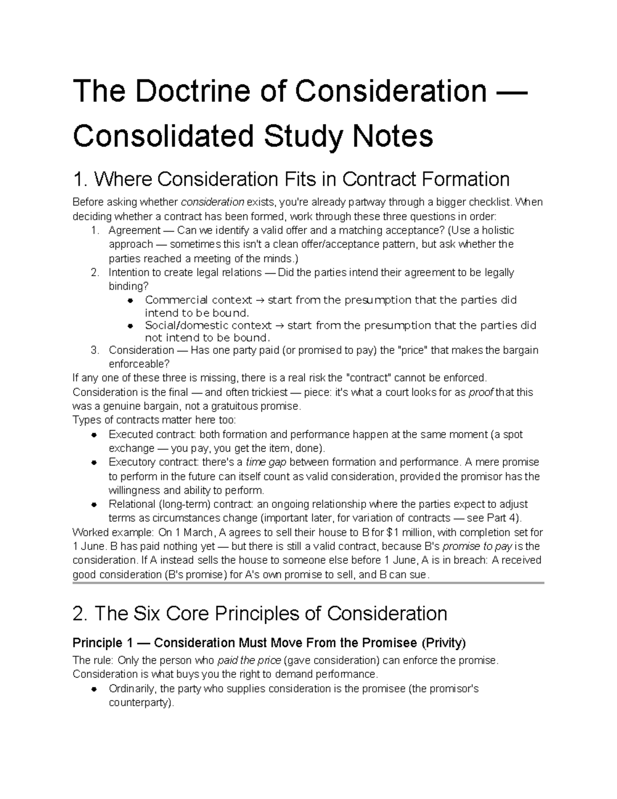 The Doctrine of Consideration: Consolidated Study Notes for Contract ...