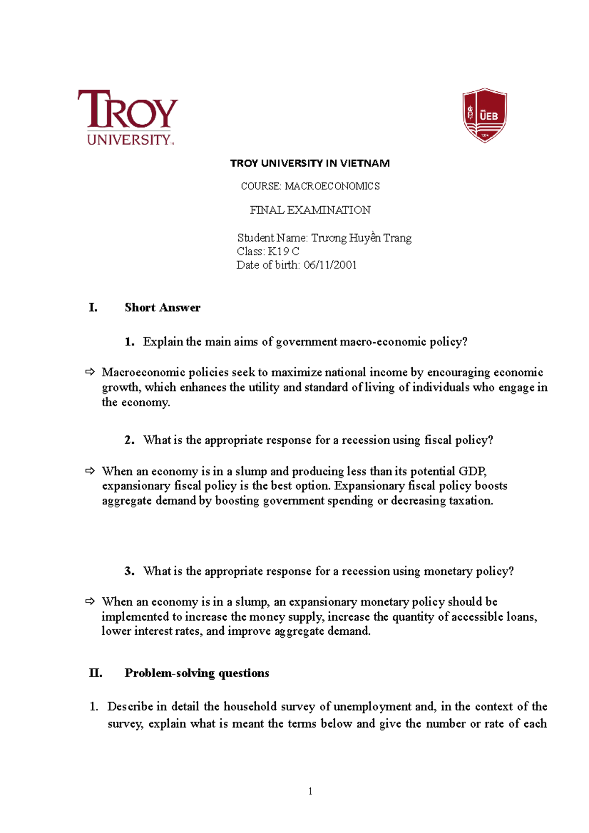 Macroeconomics Final Exam 2021 - Comprehensive Study Guide - Studocu