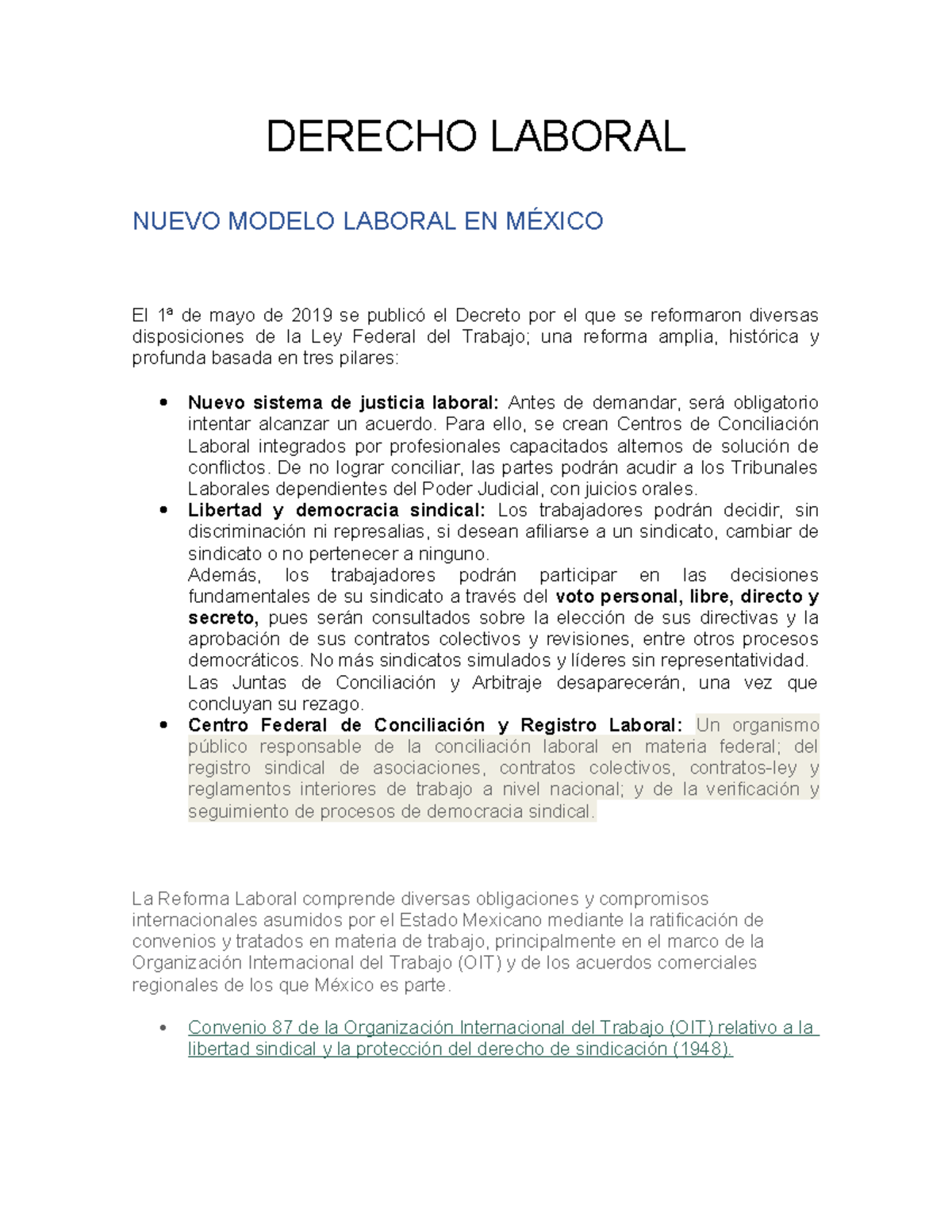 Derecho Laboral - DERECHO LABORAL NUEVO MODELO LABORAL EN MÉXICO El 1ª ...