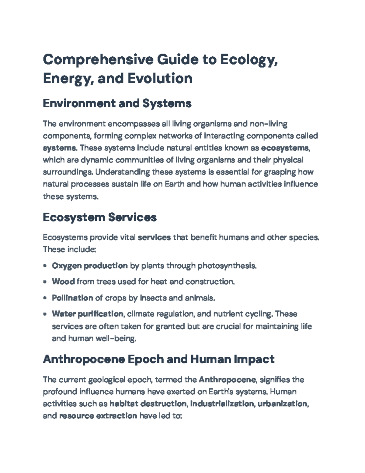 Comprehensive Guide to Ecology, Energy, and Evolution Processes ...