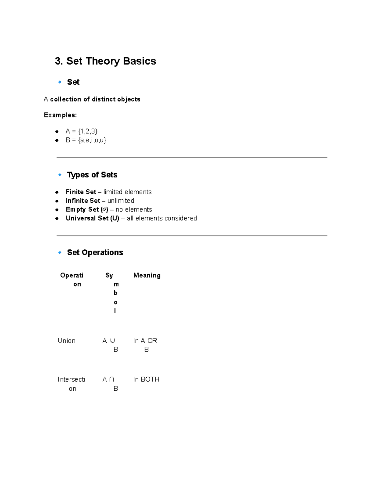 MATH 3: Logic and Set Theory Basics (Lecture Notes) - Studocu