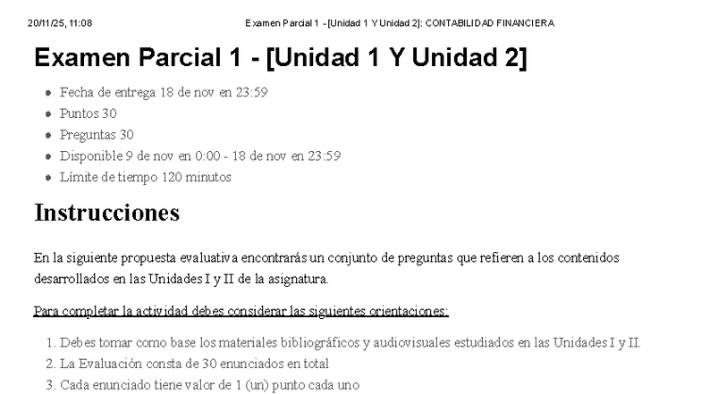 Examen Parcial 1: Contabilidad Financiera - Unidades I y II - Studocu