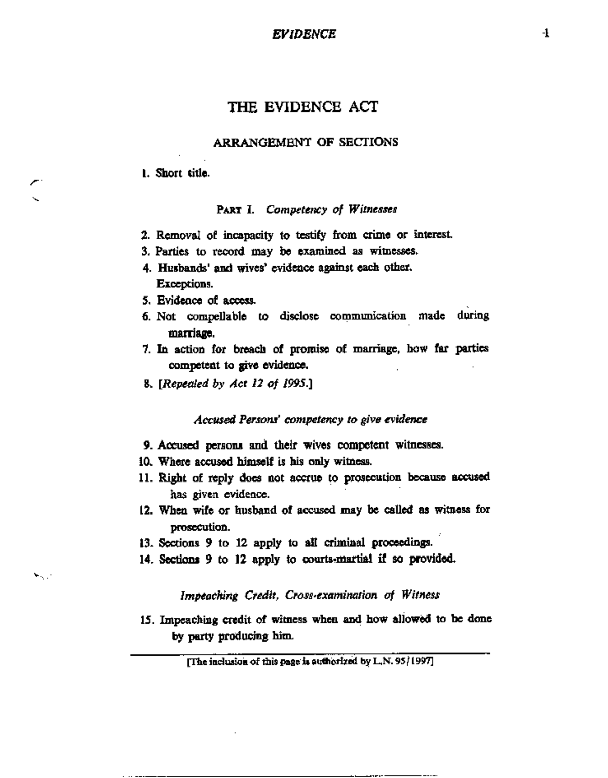 Evidence Act: Overview and Key Provisions on Witness Competence - Studocu