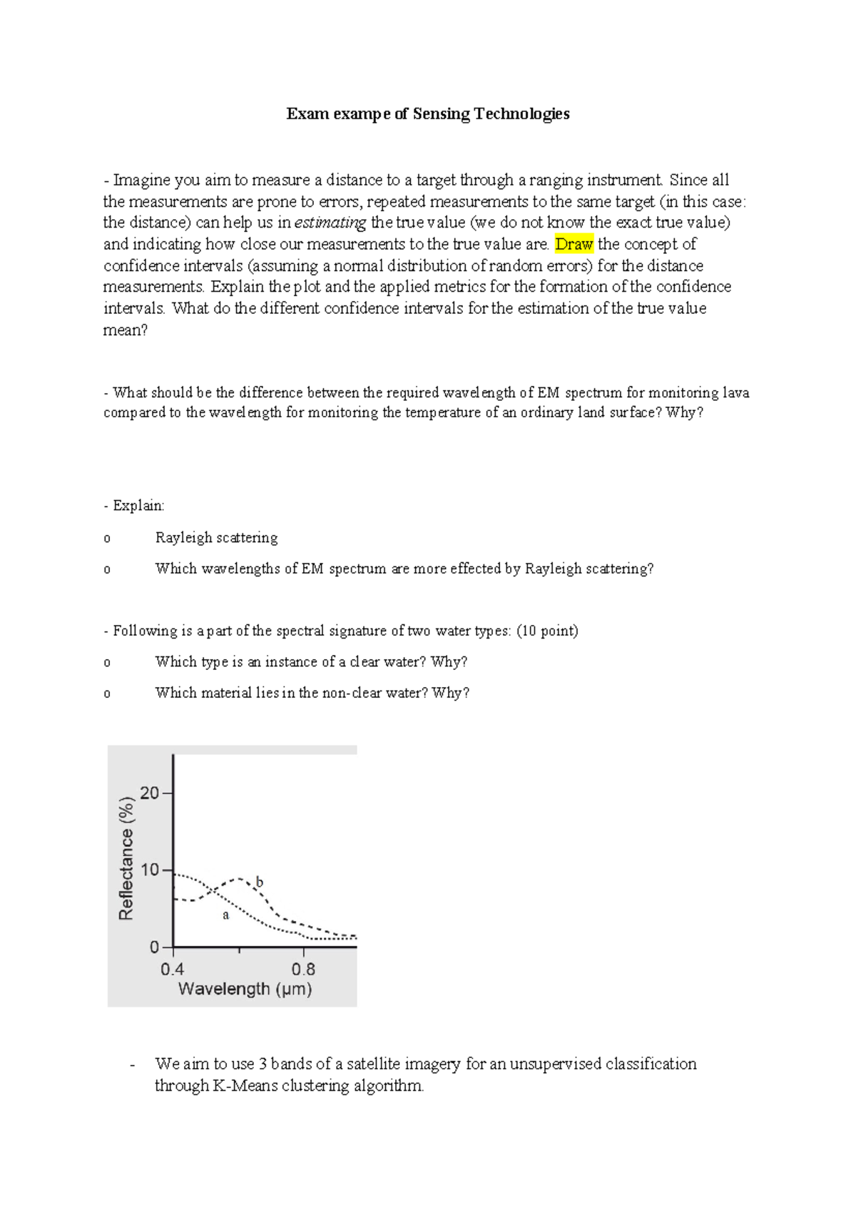 SENS 101: Exam Example of Sensing Technologies and Measurements ...