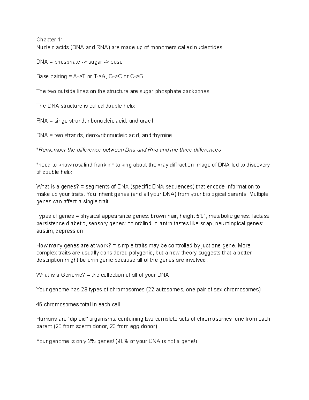 Lecture Notes on DNA, Genes, and the Central Dogma (Course Code: BIO101 ...