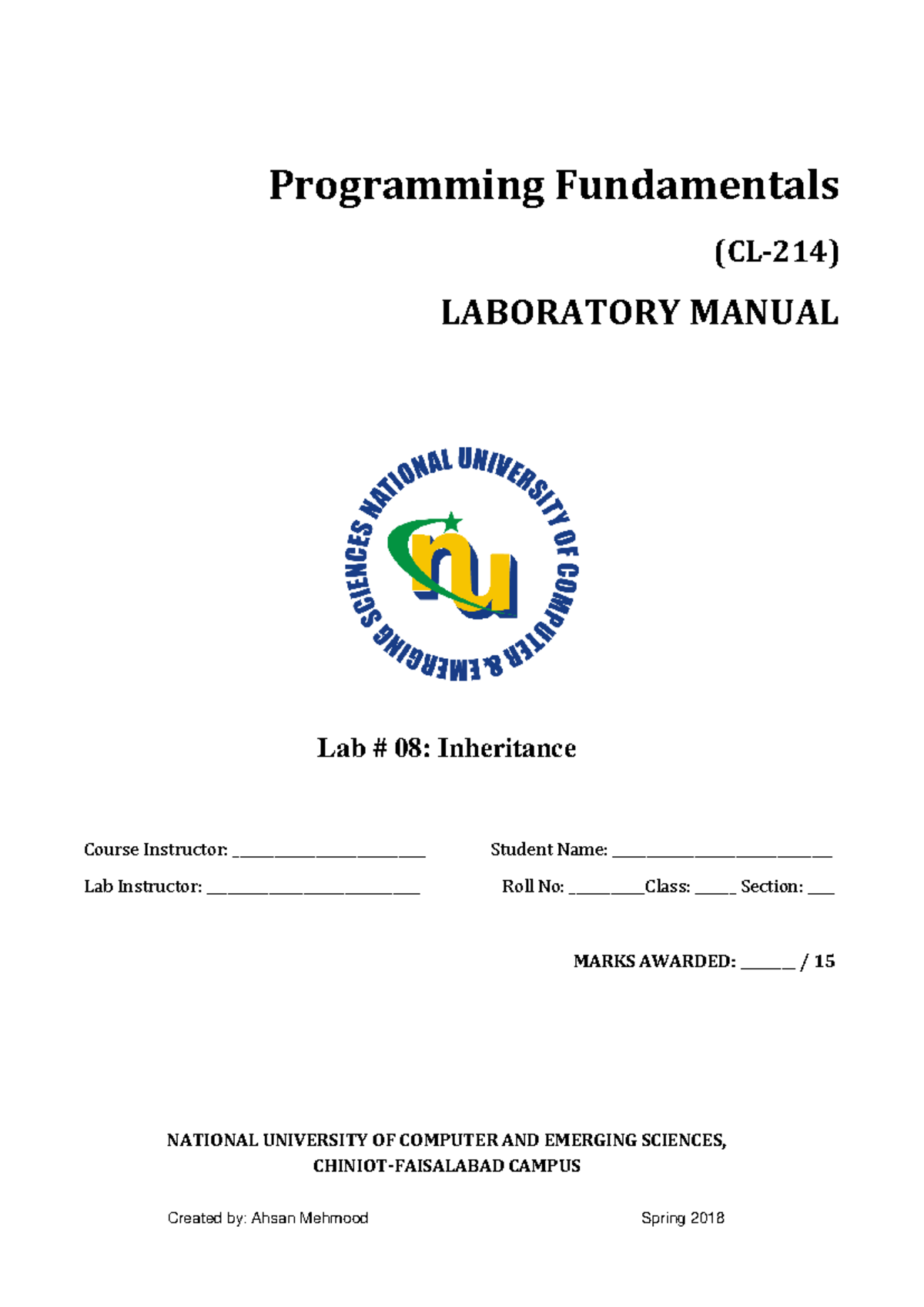 PF+Lab+ +08 - task for c++ object oriented programming ...