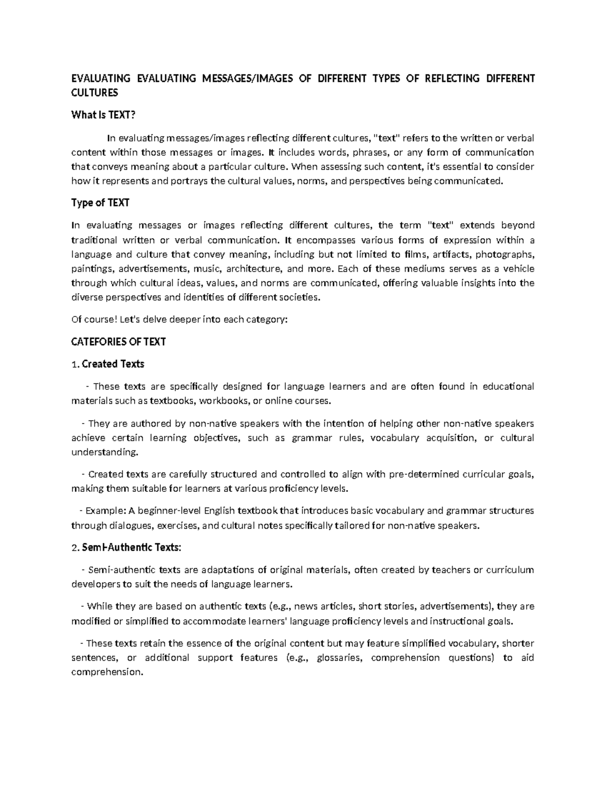 Evaluating Evaluating Messages - EVALUATING EVALUATING MESSAGES/IMAGES ...
