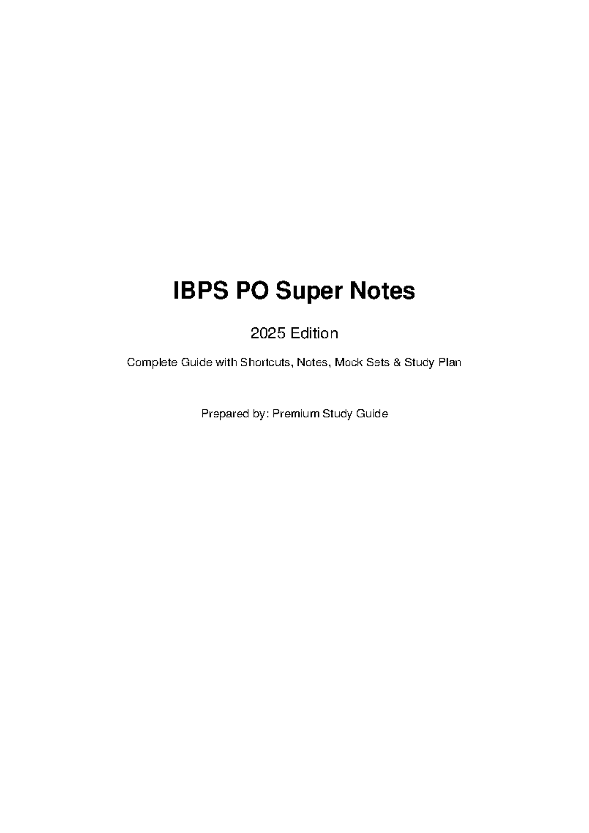 IBPS PO Super Notes 2025: Complete Study Guide & Shortcuts - Studocu