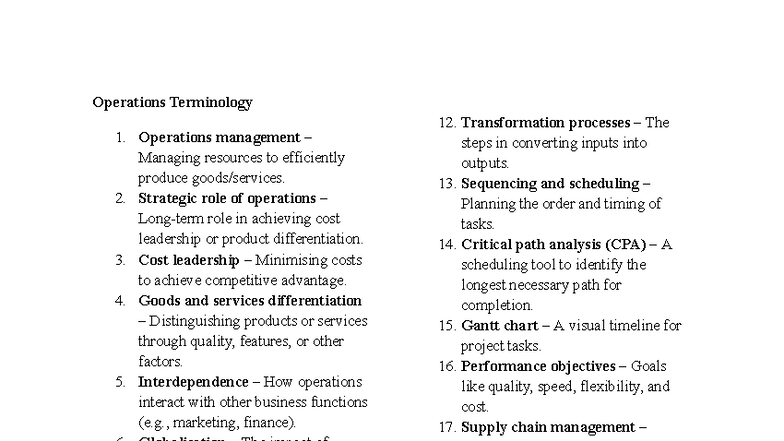 Business Studies HSC Key Terminology for Exams and Reports - Studocu