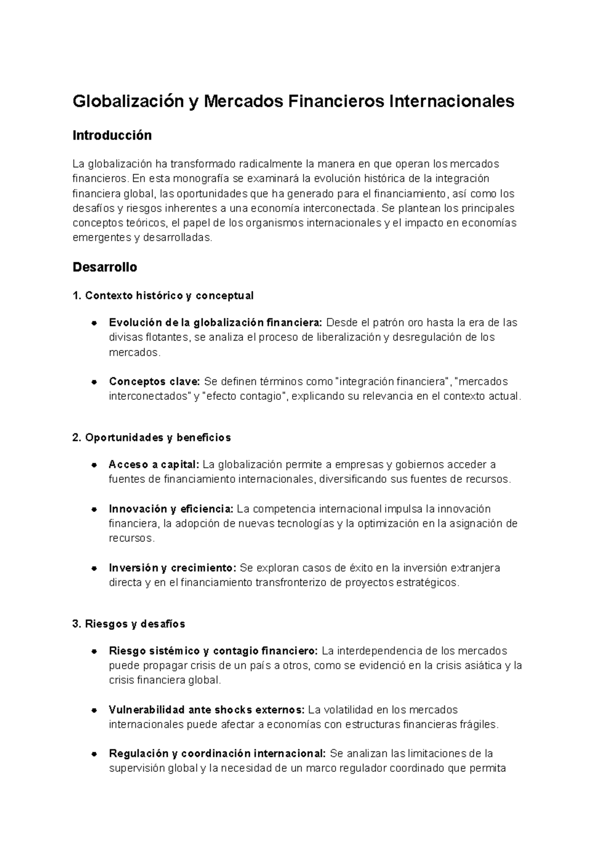 M1 - Finanzas - Globalización y Mercados Financieros Internacionales ...