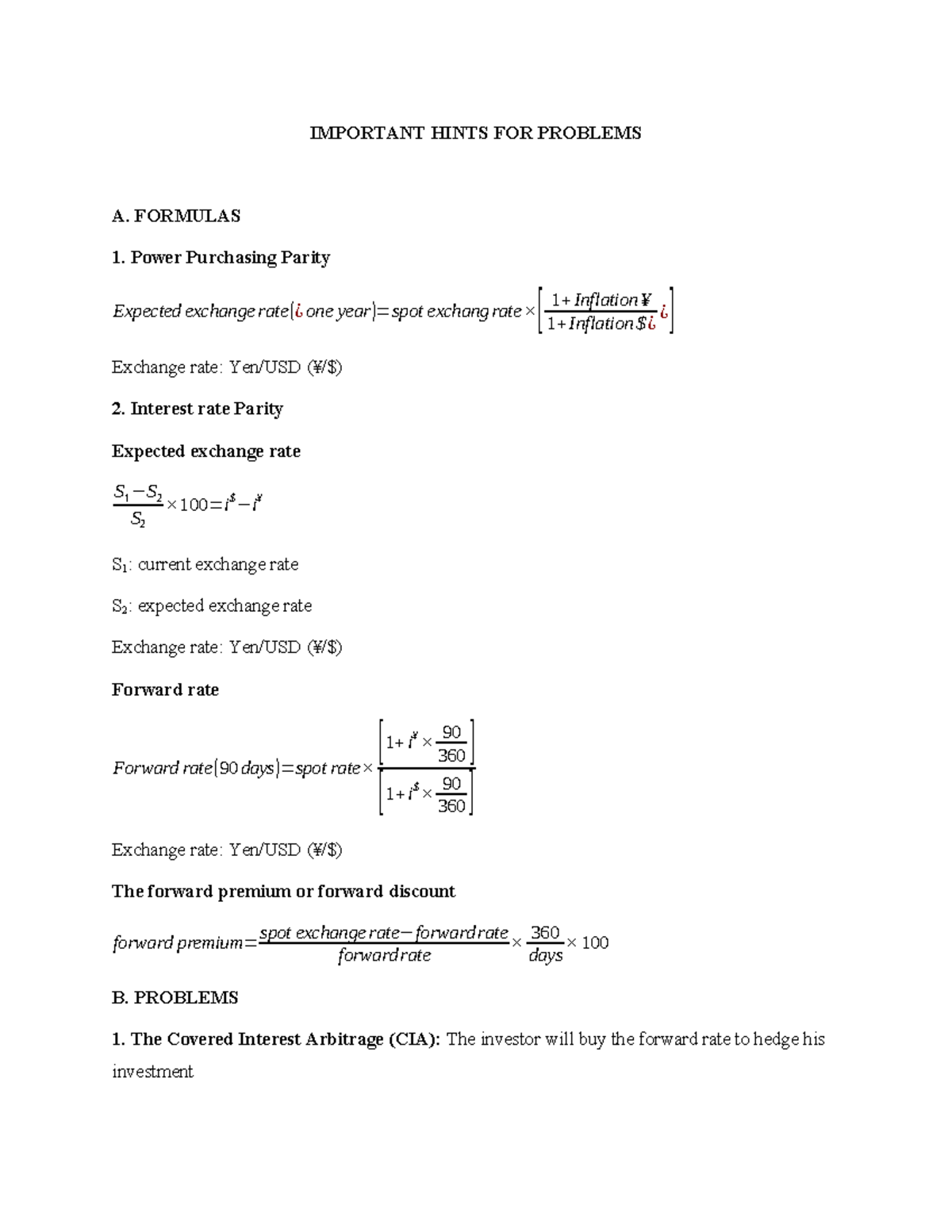 Important Hints for Exchange Rate Problems (ECO 101) - Studocu