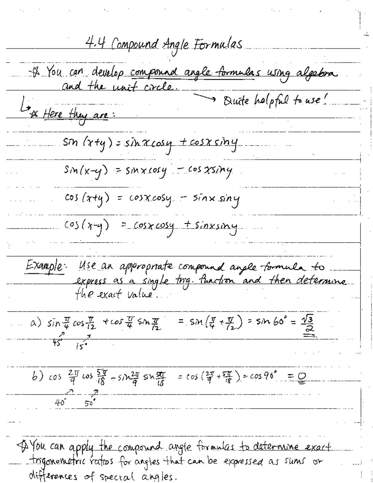 AF12 Chapter 4 Trigonometry Prerequisite Skills Solutions Guide - Studocu