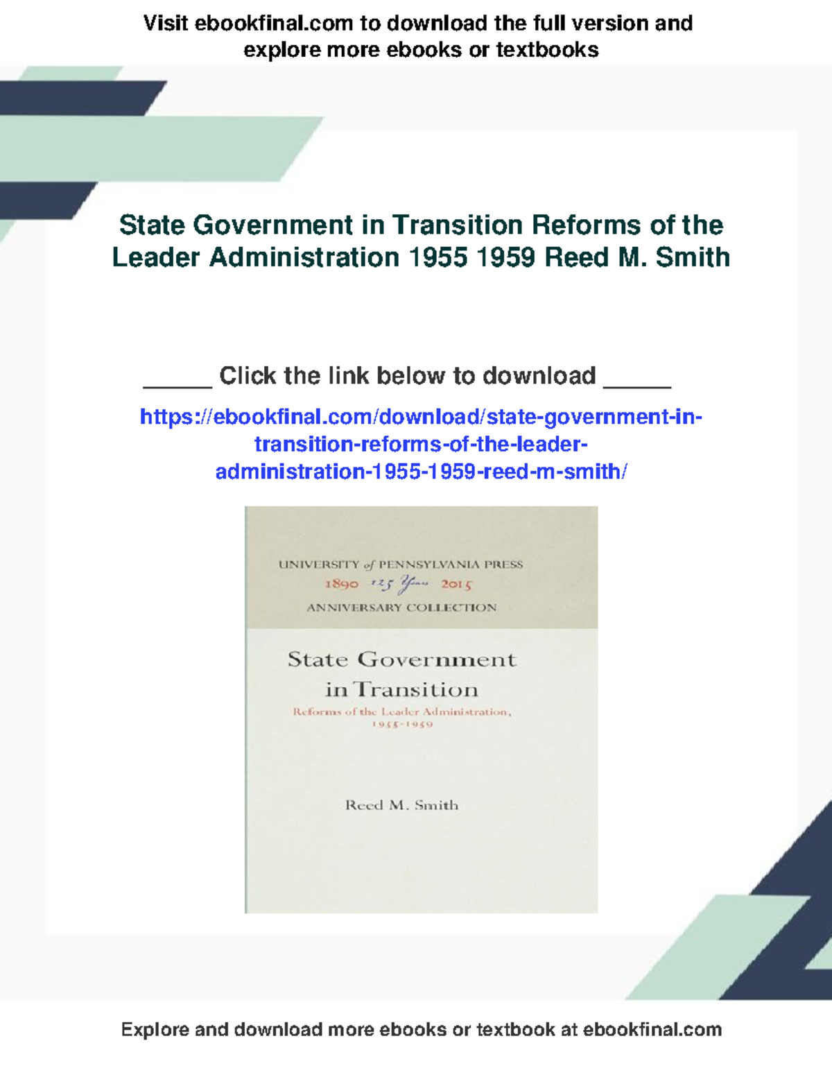 904 - State government in transition reforms of the leader ...