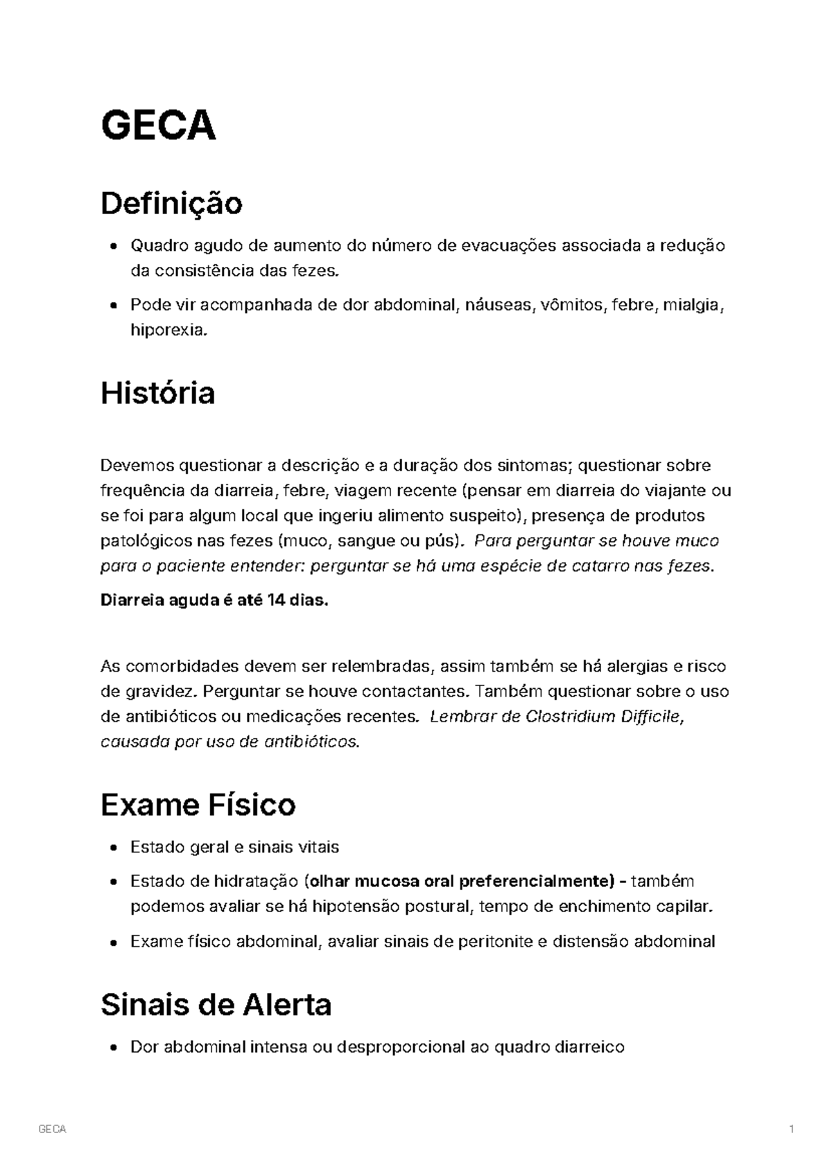 GECA: Diarreia Aguda - Definição, Diagnóstico e Tratamento - Studocu