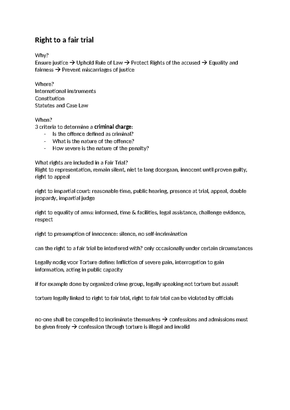 Criminal Law (CL 101) Week 7 Tutorial Notes on Fair Trial Rights ...