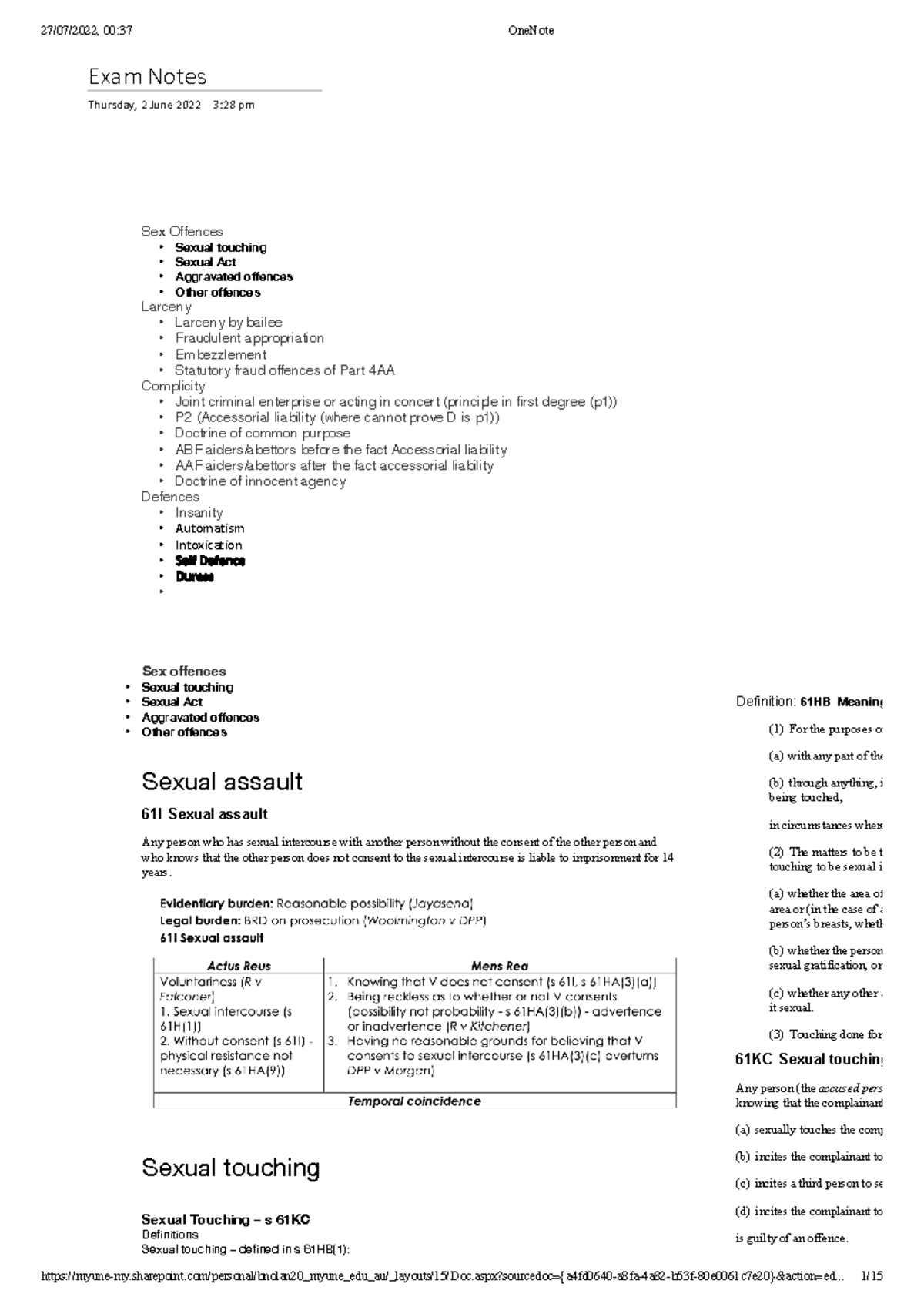 Final Exam Notes - Criminal Law (CRIM101) - Studocu
