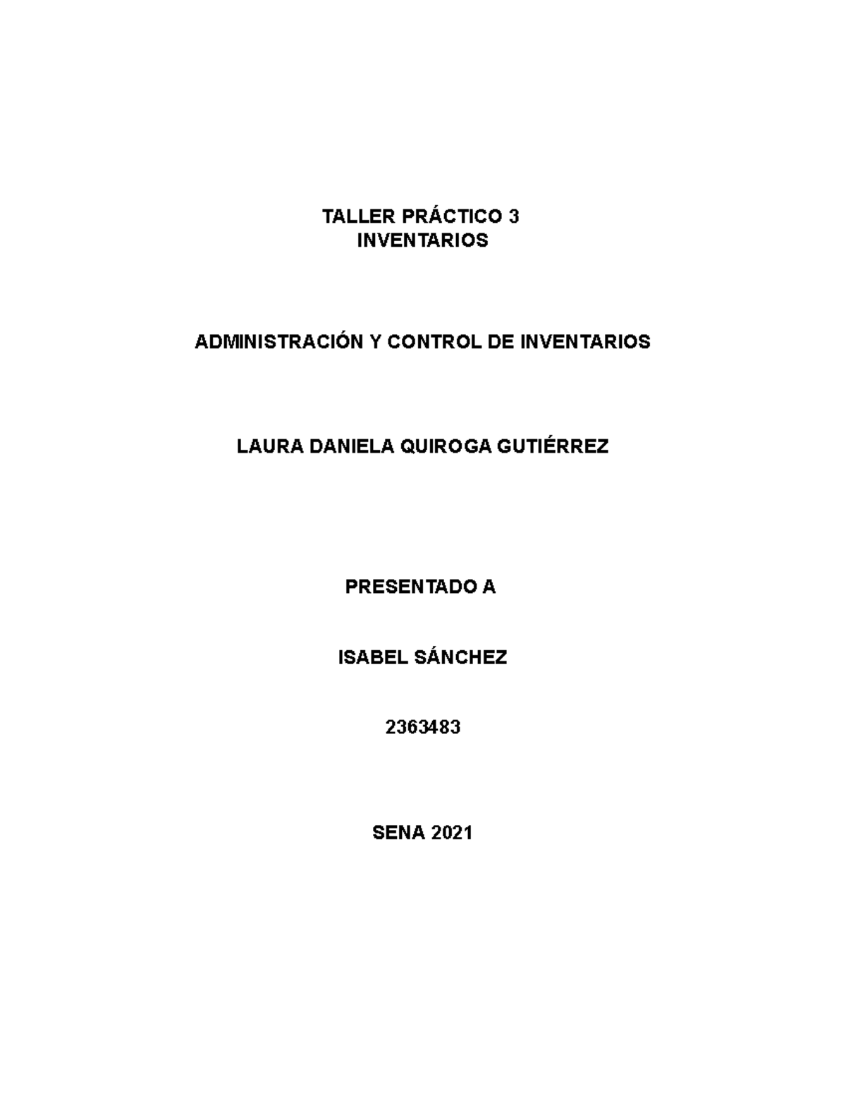 Taller Práctico 3: Métodos de Control de Inventario y Estrategias - Studocu
