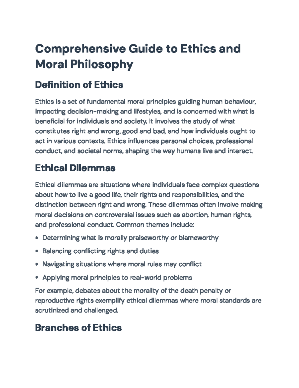 Comprehensive Guide to Ethics & Moral Philosophy (PHIL 101) - Studocu