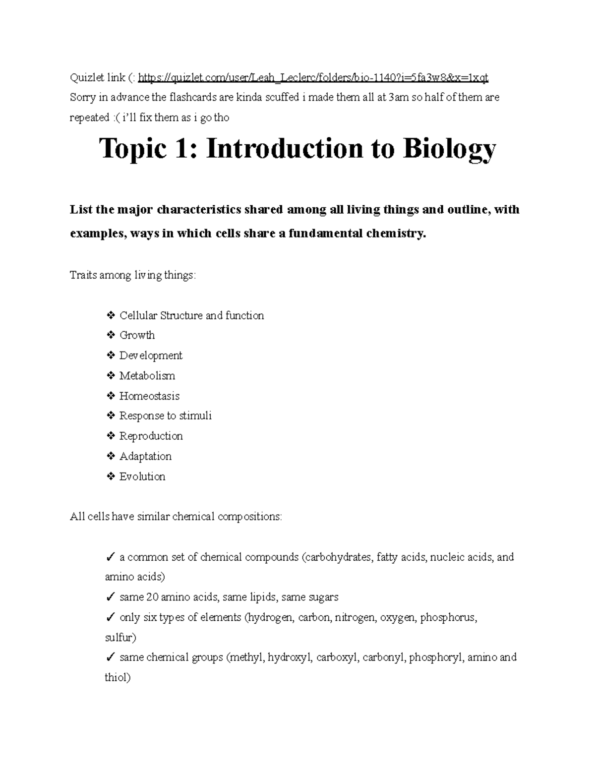 Midterm 1 Study Guide: Introduction to Biology Concepts - Studocu